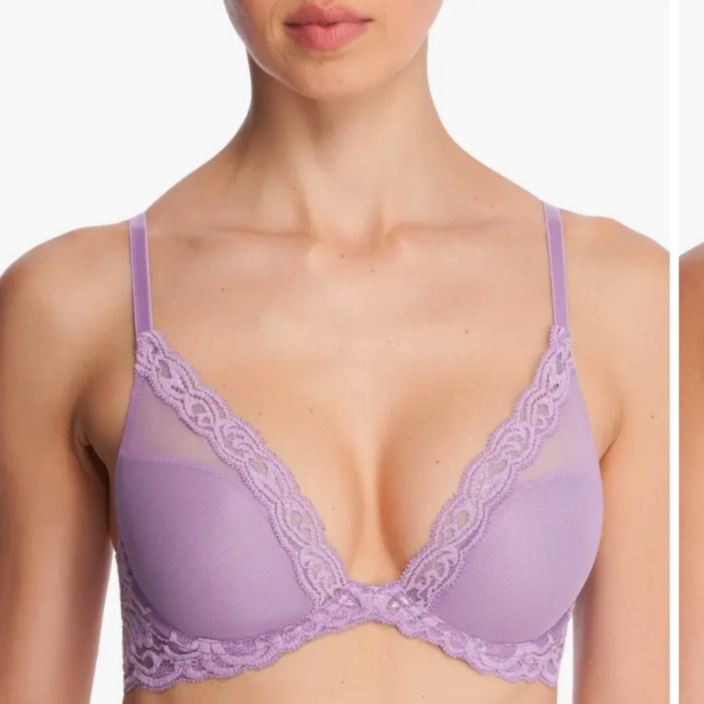 NWOT NATORI Feathers Plunge Bra Color: Purple Mist Size 32DD - Picture 3 of 12